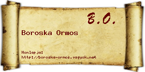 Boroska Ormos névjegykártya